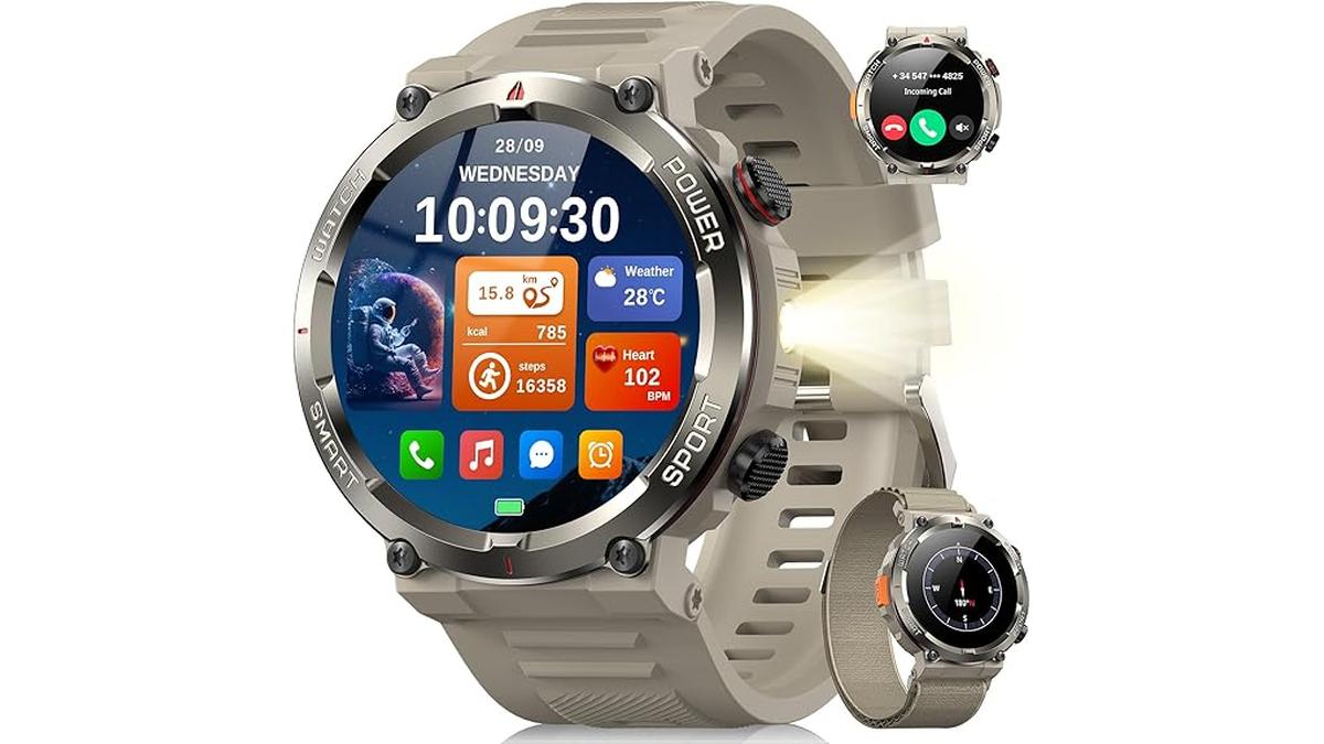 Blackview Smartwatch Fitness Uomo 1.45″ Bluetooth Sportivo Cardio SpO2 Torcia Bussola Android iOS