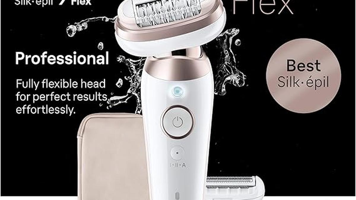 Braun Silk Epil 9 Flex Epilatore Elettrico Donna 360° Wet & Dry Bianco Rosa
