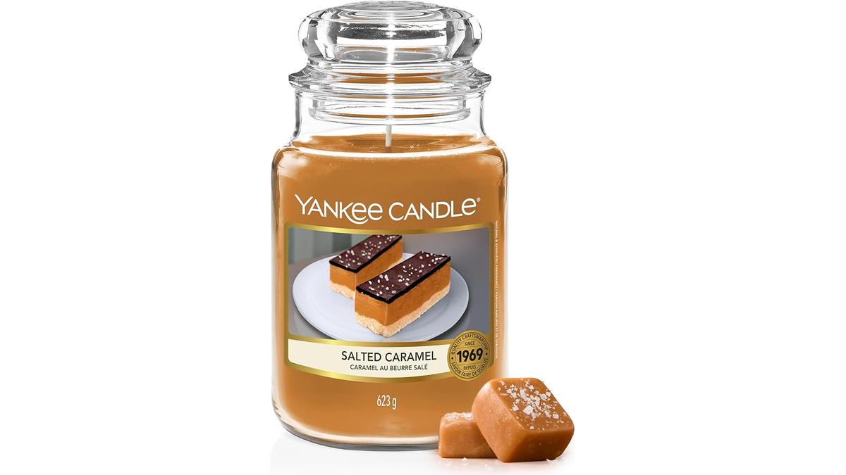 Candela Yankee Caramello Salato Grande 150 Ore Regalo Ideale per Donne
