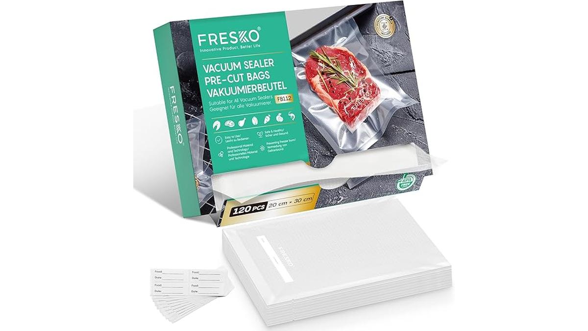 FRESKO Sacchetti Sottovuoto 120pcs 20x30cm Senza BPA Cottura Commerciale