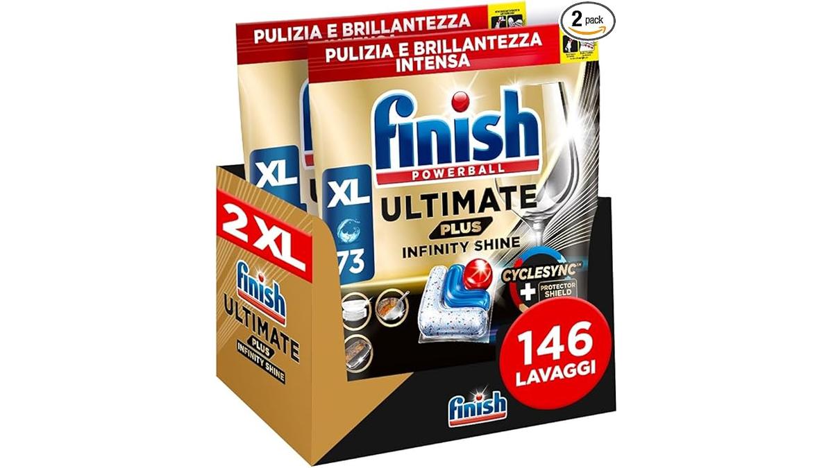 Finish Ultimate Plus Infinity Shine 146 Capsule Lavastoviglie Antisporco