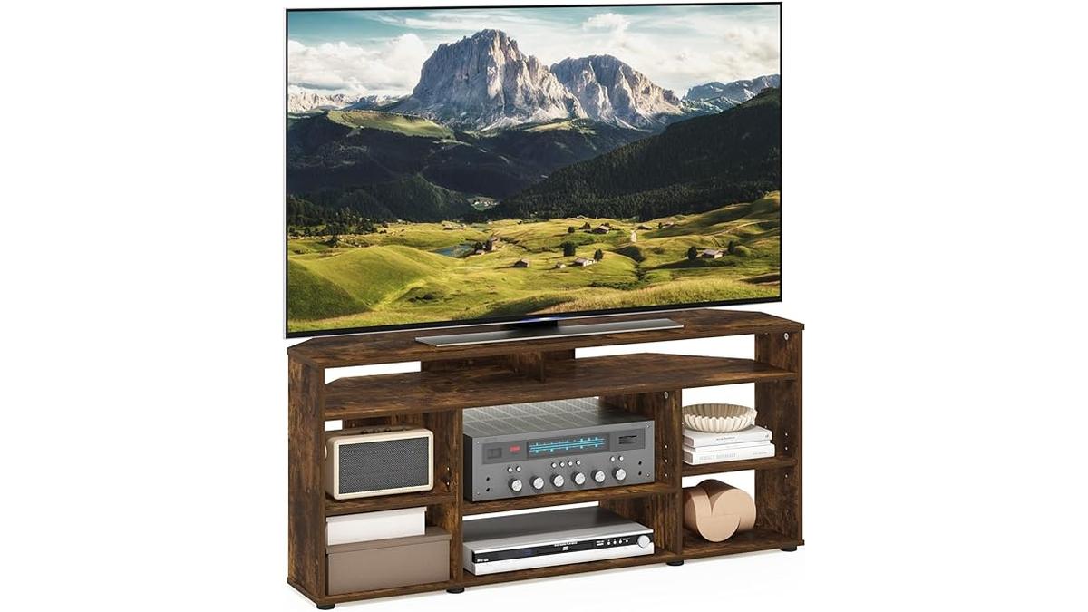 Furinno Jensen Porta TV Angolare Pino Ambrato 55 Pollici 39.8×118.2×52.1 cm