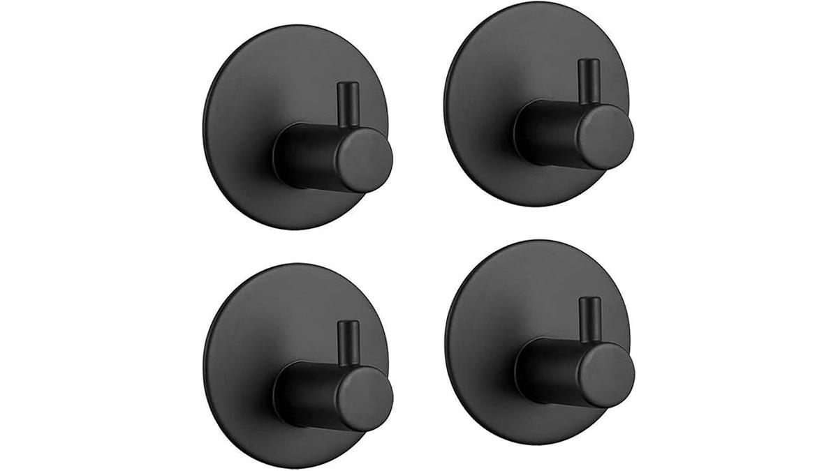 Ganci Adesivi Inox LYLIN Appendi Portasciugamani Nero 4Pcs