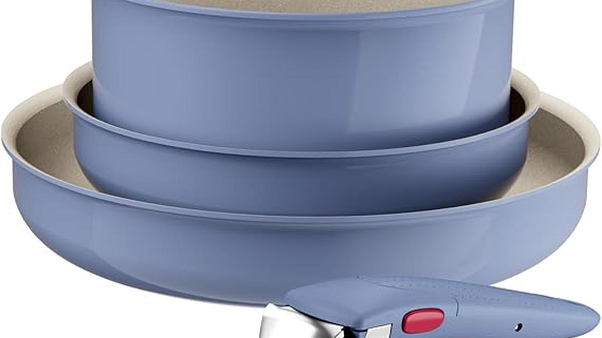 Lagostina Ingenio Pastel Set Padelle Antiaderenti 4 Pezzi Manico Rimovibile Induzione Forno Design Salvaspazio Nettuno