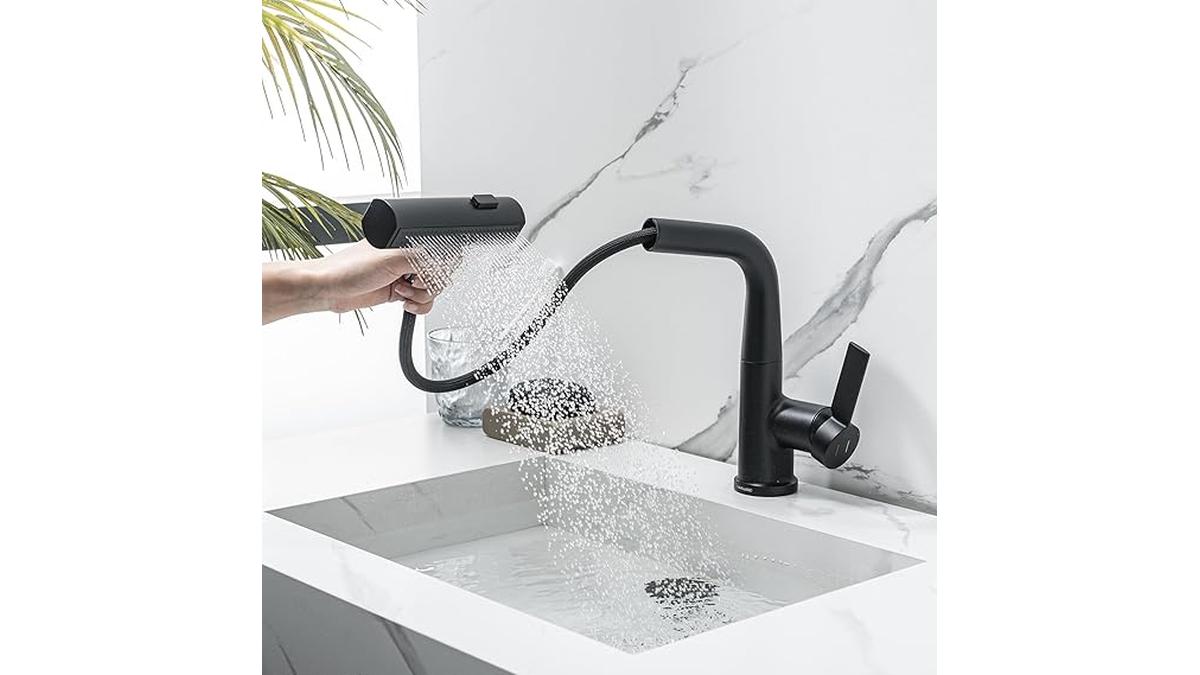 Rubinetto Lavabo Estraibile LakeBay MZC Girevole 360° Nero 3 Modalità