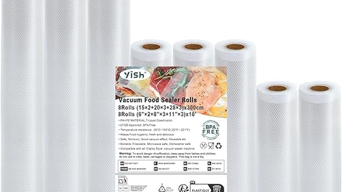 Sacchetti Sottovuoto Universali 8 Rotoli 28x20x15cm per Sous Vide e Macchine Sottovuoto