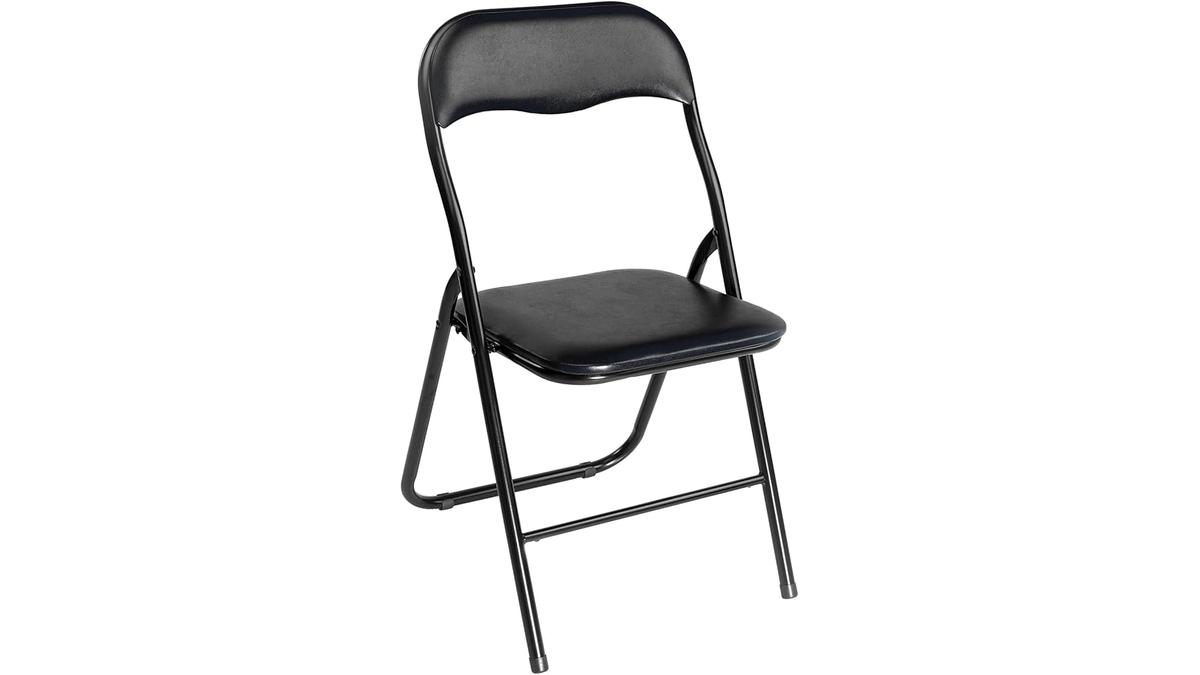Sedia Pieghevole Tubolare Acciaio Nero Imbottita Procida 44x79x45 cm