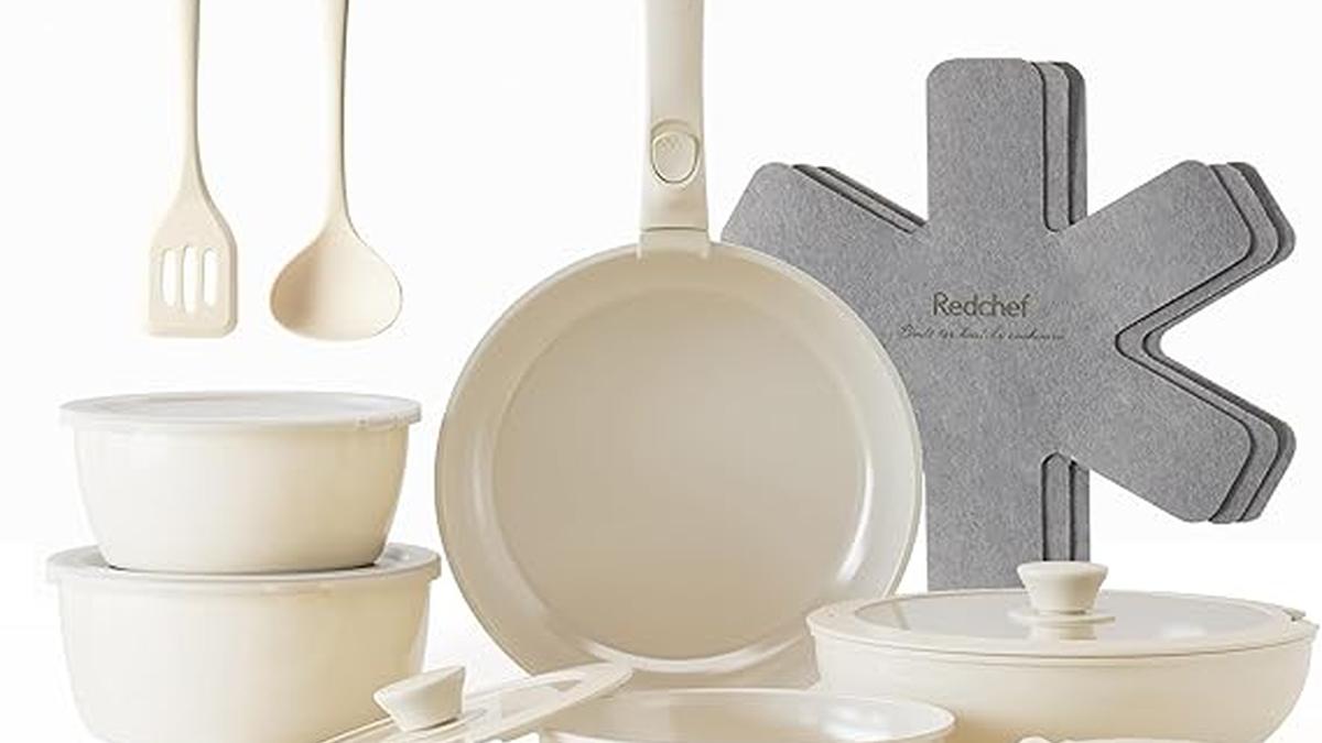 Set Pentole Redchef 16 Pezzi Ceramica Antiaderente Manici Rimovibili Adatto a Tutti i Piani Cottura