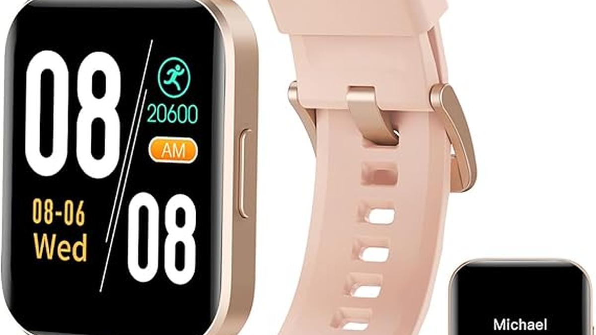 Smartwatch Donna RUIMEN Rosa Fitness Tracker Chiamate WhatsApp Cardiofrequenzimetro Saturimetro Multisport Compatibile Android iOS