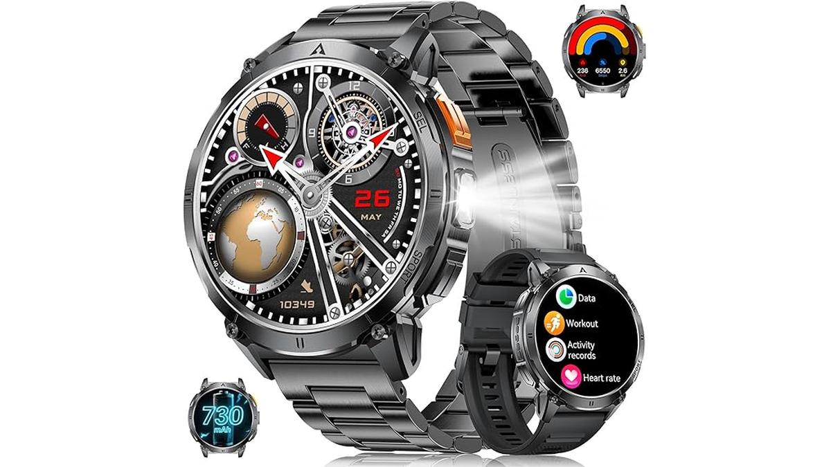 Smartwatch Militare Uomo LED AMOLED 1,62 Pollici Funzione Telefono Monitoraggio Frequenza Cardiaca Sonno 119 Modalità Fitness