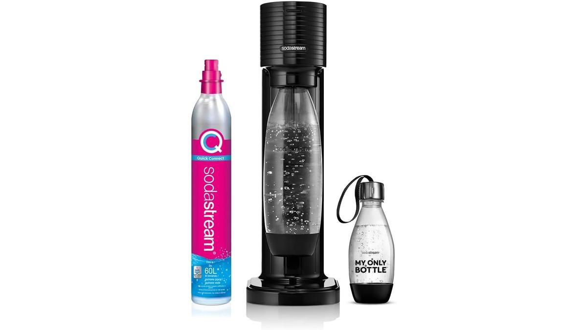 SodaStream Gasatore Gaia Nero Acqua Frizzante con 2 Bottiglie e Cilindro CO2 425g
