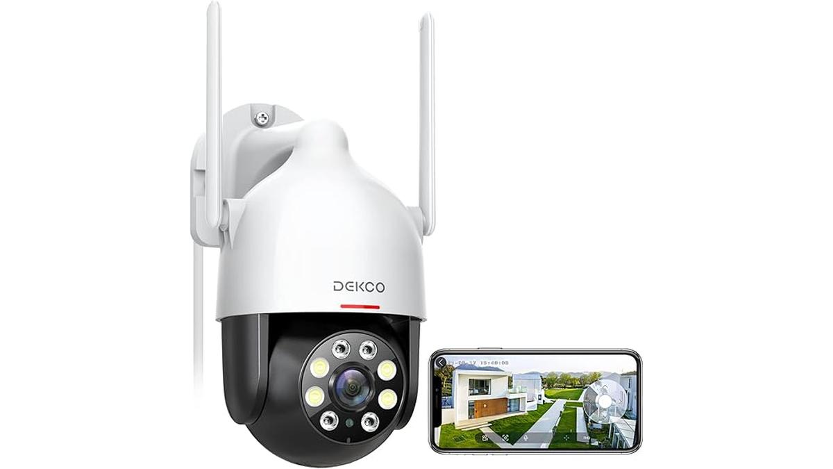 Telecamera WiFi Esterno 3MP PTZ Visione Notturna 360° Rilevamento Movimento Audio Bidirezionale IP66