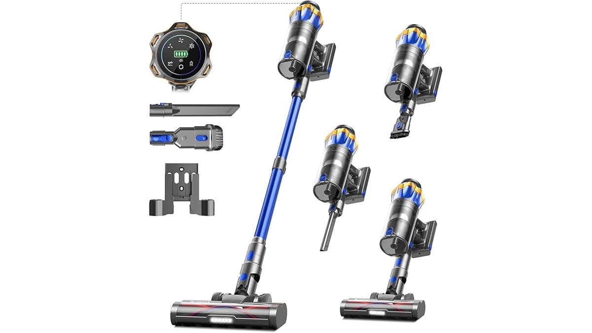 Aspirapolvere Senza Fili 650W 55KPa 70Min Antigroviglio Con Display LED Filtrazione 8 Stadi Ricaricabile 1.8L Per Animali Pavimenti Tappeti Auto