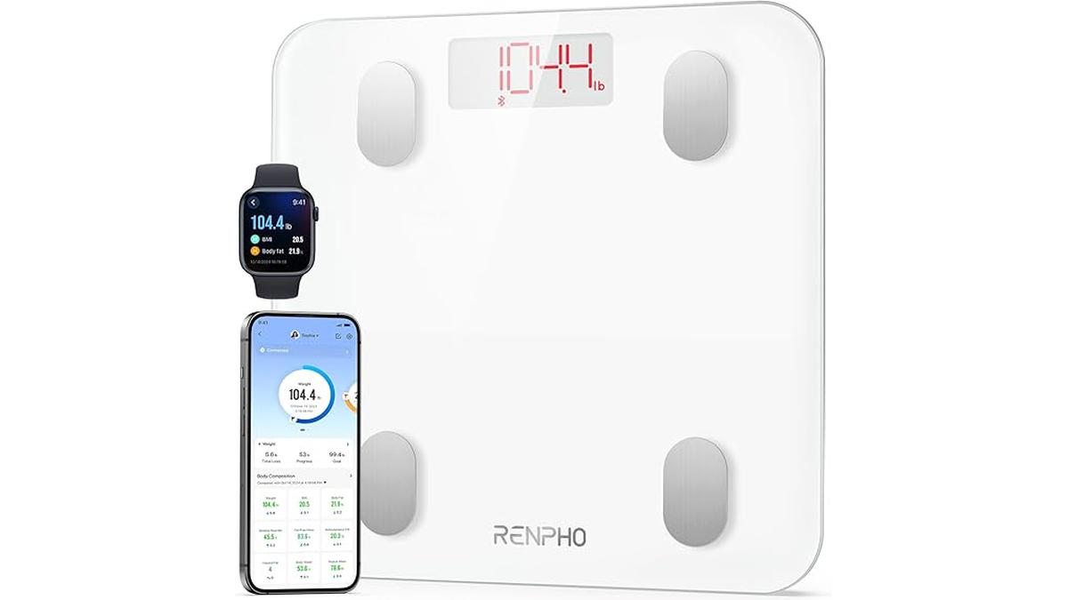 Bilancia Digitale Intelligente RENPHO Bluetooth Analisi Corporea 13 Funzioni Bianco