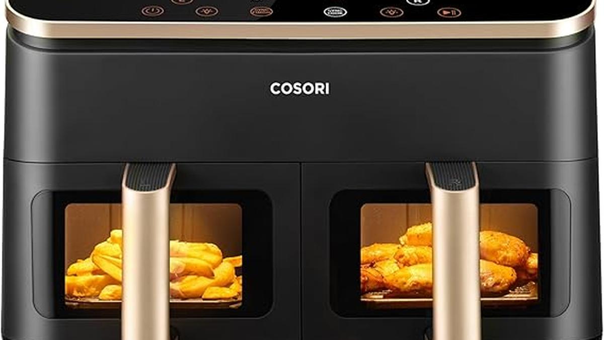 COSORI Friggitrice Aria Doppio Cestello 8,5L 8in1 Veloce Finestra CAF-R903 Oro