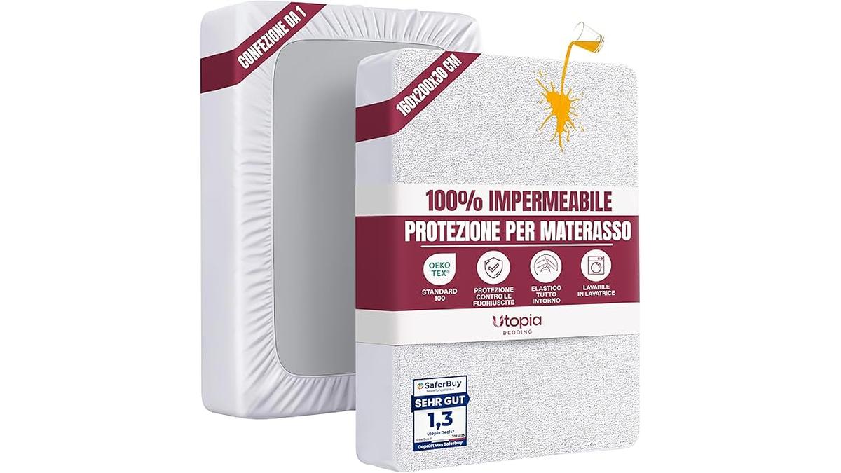 Coprimaterasso Matrimoniale Impermeabile 160×200 OEKO-TEX Traspirante Lavabile Elastico