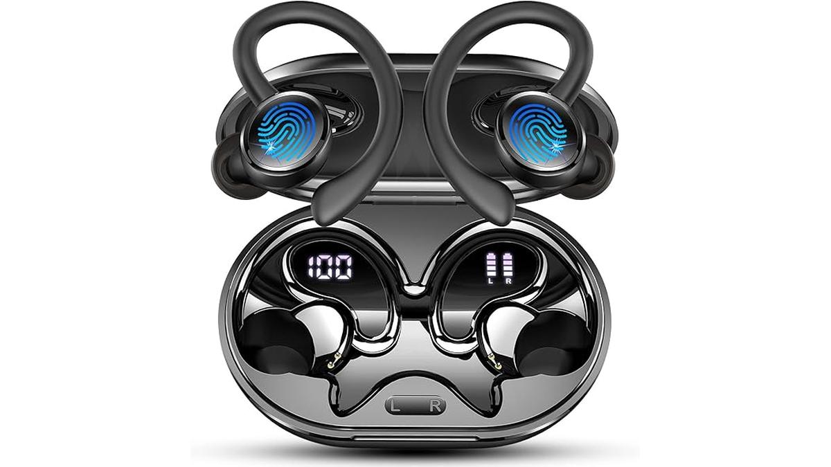 Cuffie Bluetooth 5.4 Sport Impermeabili 50 Ore 6D Bass In Ear con Cancellazione Rumore e LED