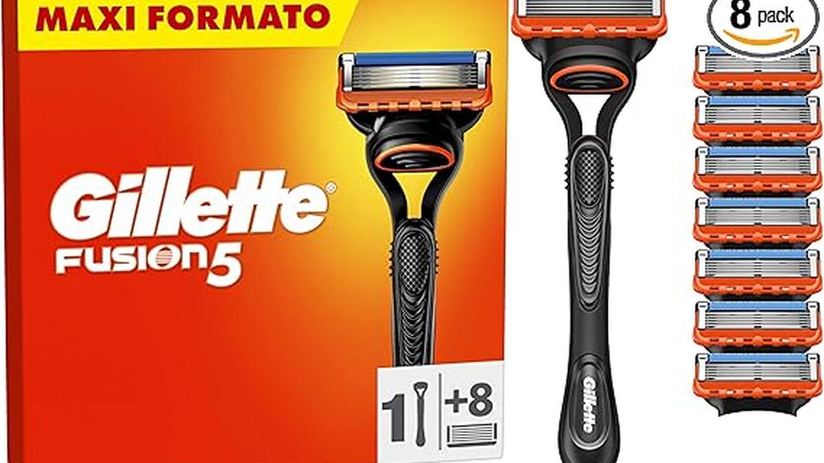 Gillette Fusion 5 Rasoio Manuale + 8 Lamette Ricambio 5 Lame con Striscia Lubrificante