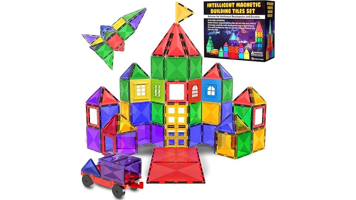 Gioco Magnetico Blocchi Costruzione Educativi STEM Bambini 3+ Anni 57 Pezzi