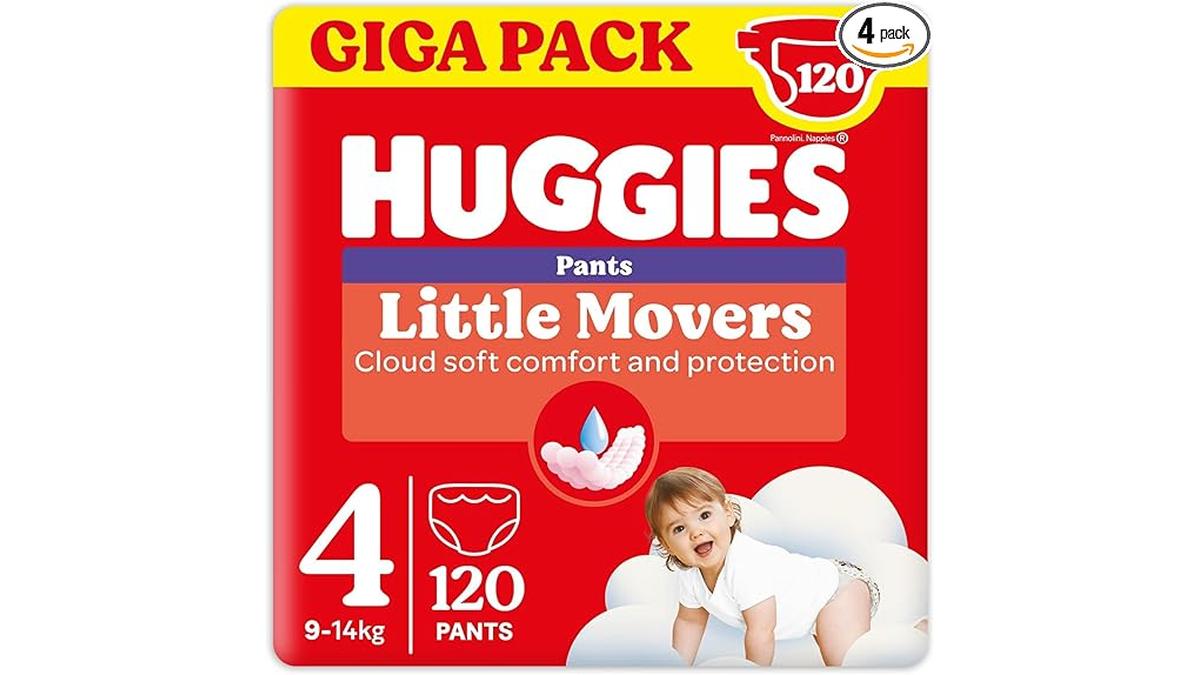 Huggies Little Movers Pannolini Mutandina Taglia 4 Ultra Assorbenti Giga Pack 120 Pz