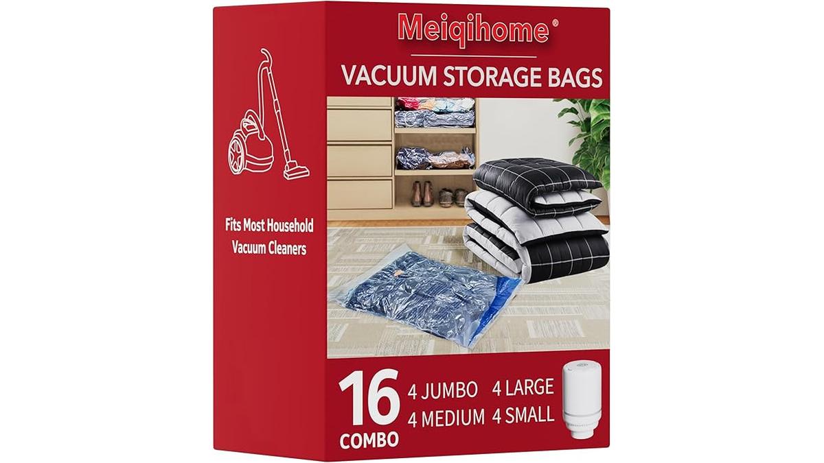 “MEIQIHOME Sacchetti Sottovuoto 16 Pezzi con Pompa Elettrica per Vestiti Viaggi e Traslochi”