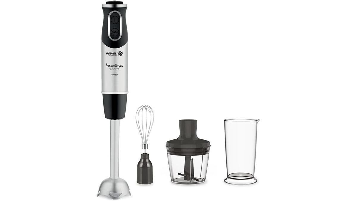Moulinex DD6558 Quickchef Frullatore Immersione 1000W Mixer 3in1 10 Velocità Accessori Inox