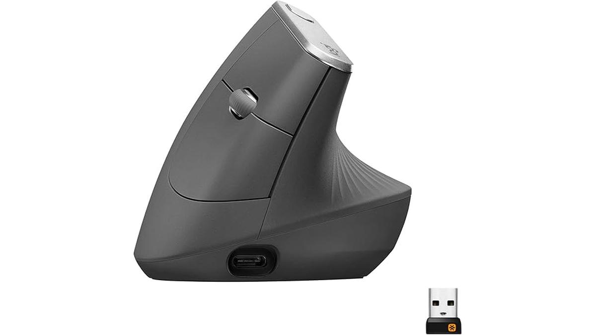 Mouse Wireless Ergonomico Logitech MX Verticale Multi-Dispositivo Bluetooth USB Unifying 4K DPI Ricarica Rapida Grigio