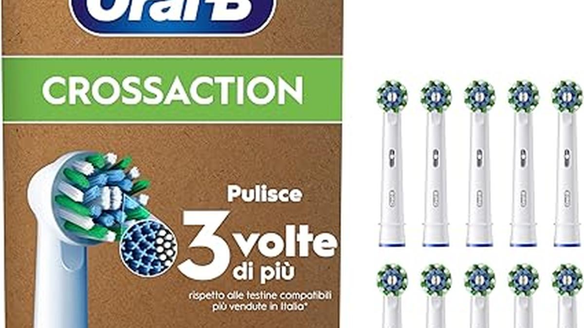 Oral-B Cross Action Testine Ricambio 10pz per Pulizia Profonda Denti