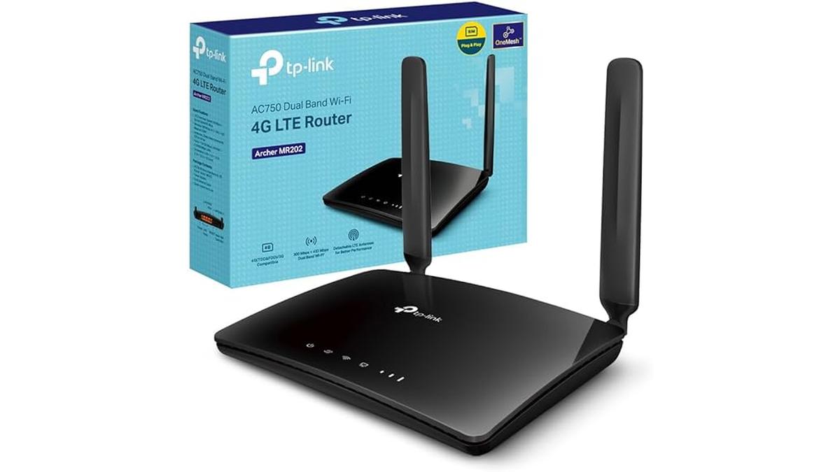 TP-Link Archer MR202 Router 4G LTE WiFi Dual-Band AC750Mbps Plug&Play Antenne Smontabili