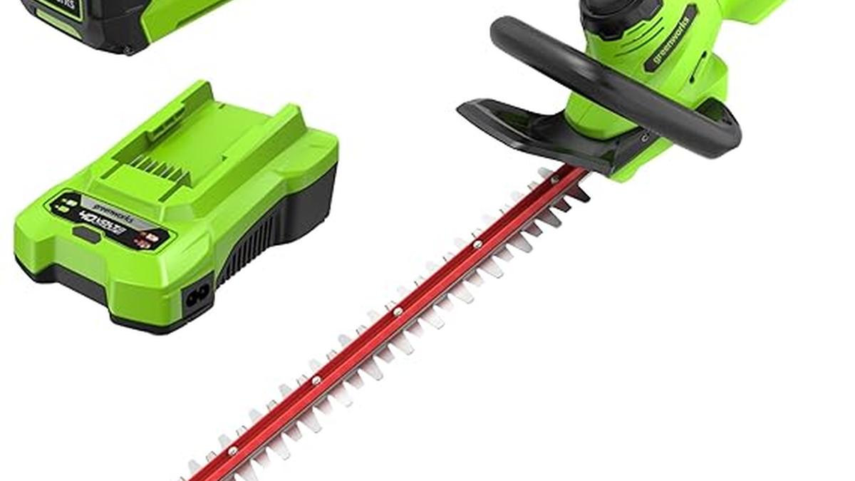 Tagliasiepi Batteria Greenworks G40HT61K2 61cm Lame Doppia Azione 40V 2Ah