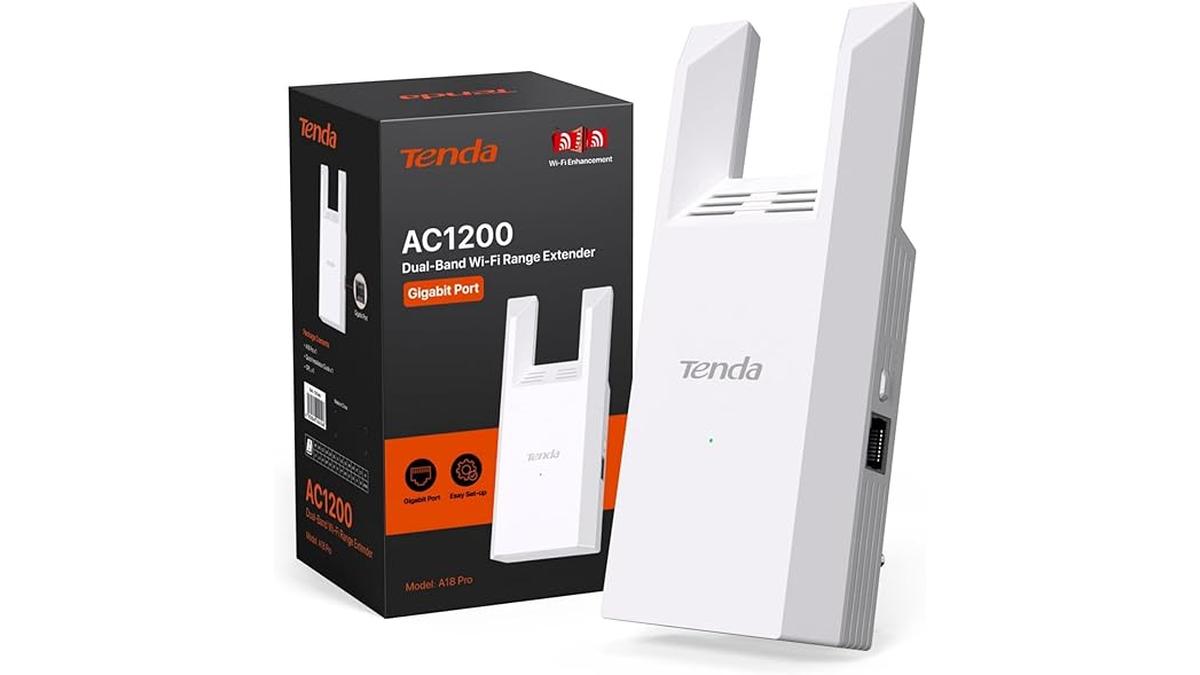 Tenda A18 Pro Ripetitore Wi-Fi Dual Band AC1200 Mbps Extender Access Point Gigabit Portabile