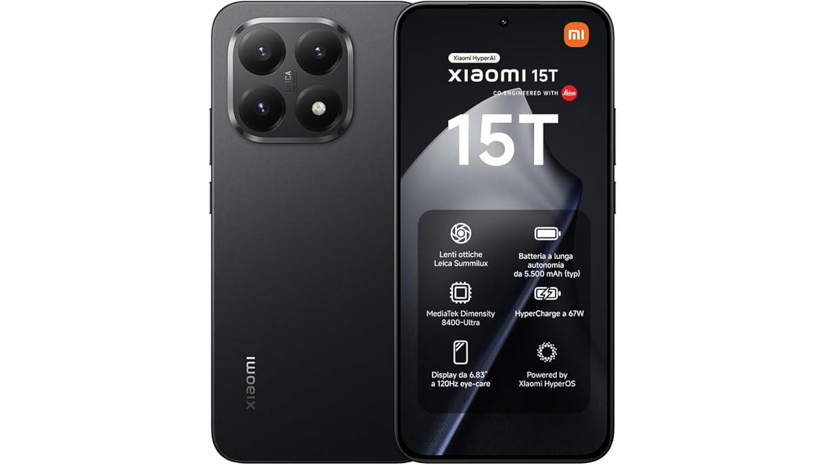 Xiaomi 15T Smartphone 12GB512GB 6.83″ 120Hz MediaTek Dimensity 8400-Ultra Leica 50MP 5500mAh Nero 2 Anni Garanzia