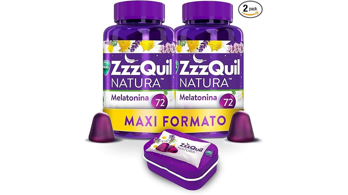 ZzzQuil Natura Gommose Melatonina Valeriana Camomilla Lavanda Maxi Frutti di Bosco Travel Case