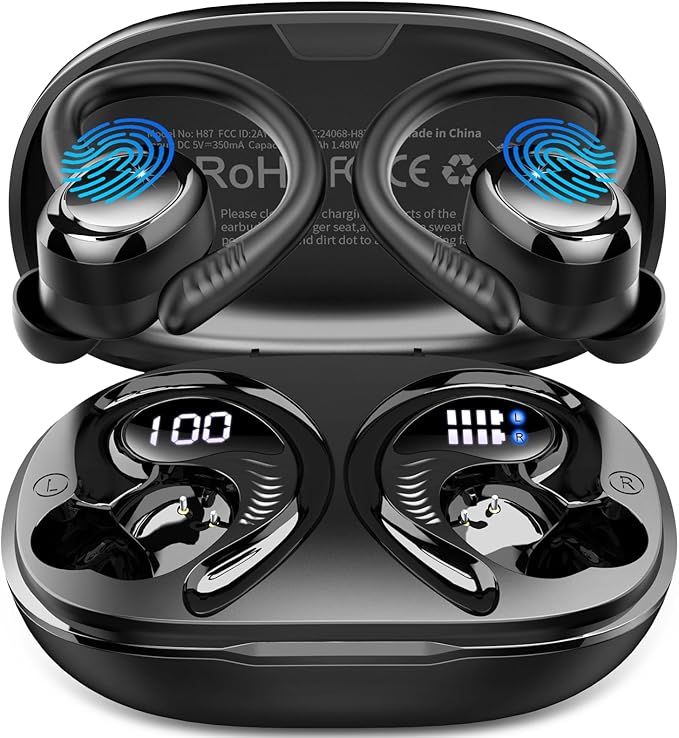 Cuffie Bluetooth Hupoaf Sport 5.4 con 4 ENC Mic e IP7, 50h