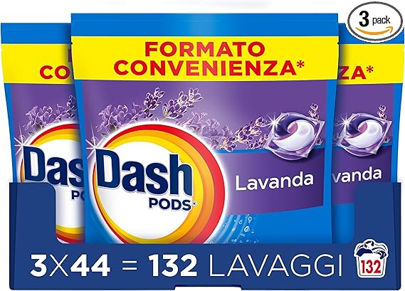 Dash Pods lavanda 132 lavaggi (3×44) detersivo lavatrice