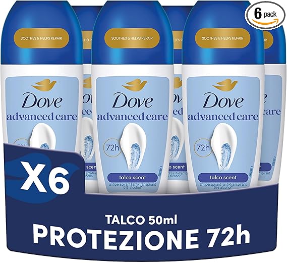 Dove Deodorante Roll On Advanced Care Talco 6x50ml