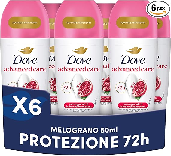 Dove Deodorante Roll On Melograno 6×50 ml protezione 48h