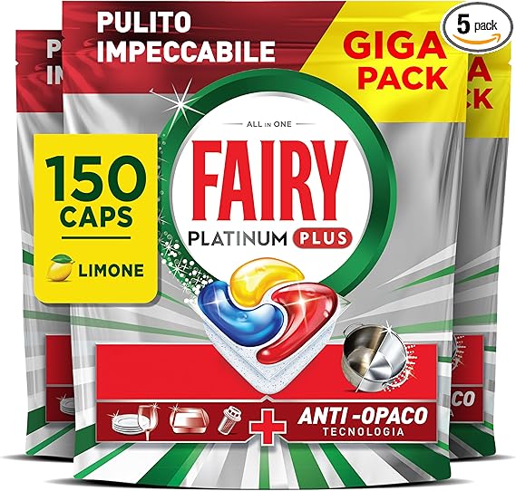 Fairy Platinum Plus pastiglie lavastoviglie 150 capsule limone