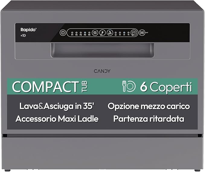 Lavastoviglie compatta Candy Rapido’ CP 6E51LS 6 coperti