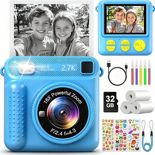 Fotocamera bambini LUVTOY 1080P con stampa istantanea e 32 GB