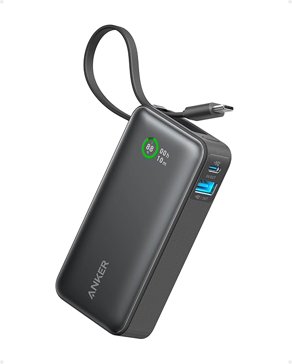Power bank Anker Nano 10000 mAh con cavo USB-C integrato PD 30W