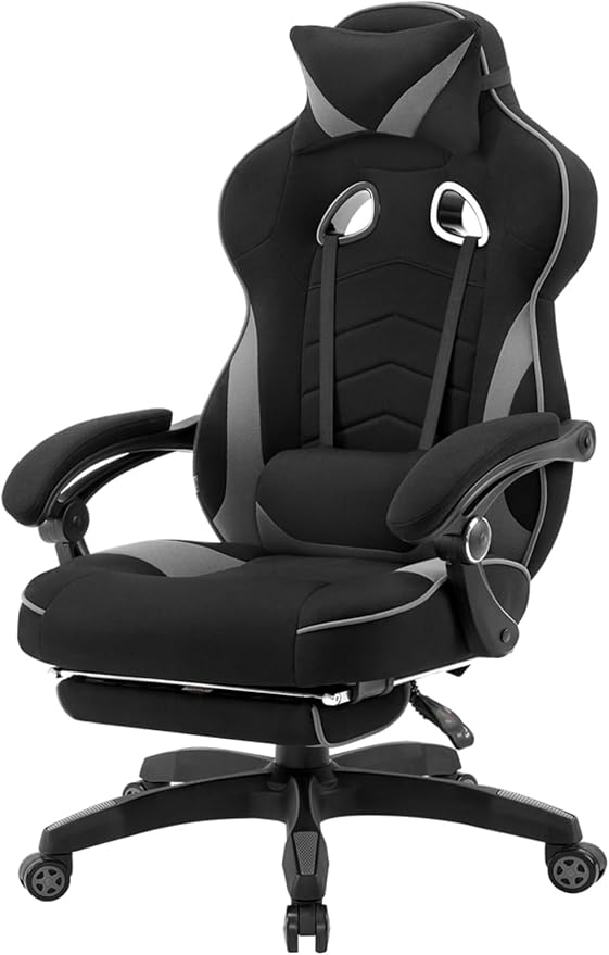 Sedia gaming WOLTU in tessuto traspirante con poggiapiedi