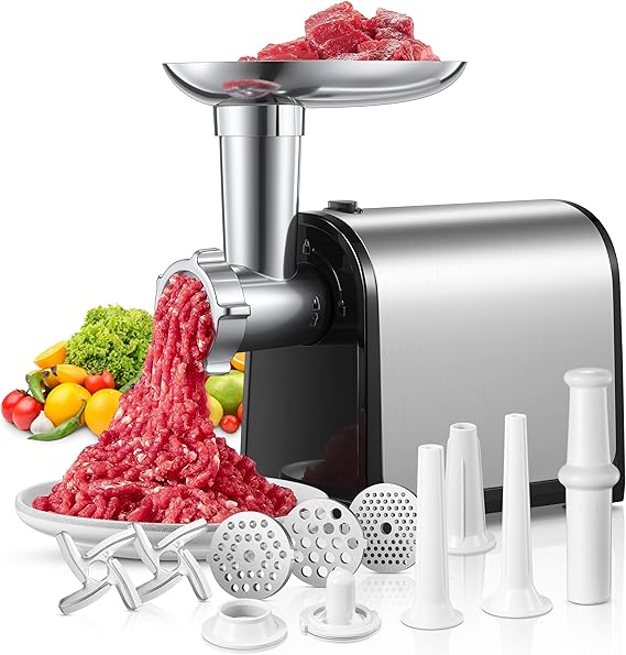 Tritacarne elettrico FOHERE 3 in 1, 2000W con insaccatrice