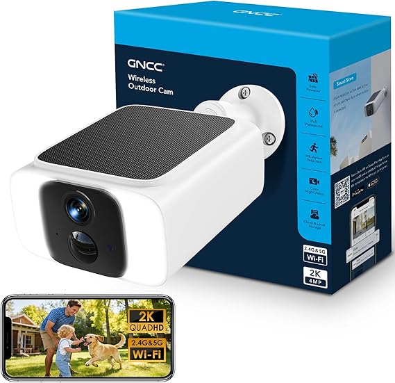 Telecamera WiFi esterna GNCC 2K con pannello solare