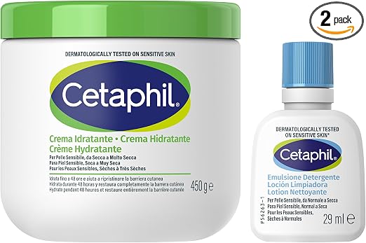 Cetaphil crema idratante viso corpo 450g + detergente 29ml